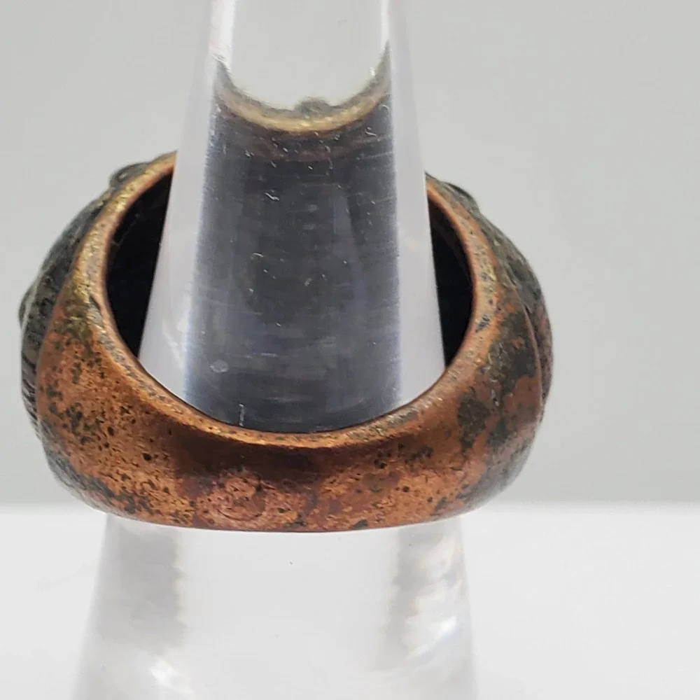 Chunky Dome Starburst‎ Crystal Ring Antique Brass Copper Vintage Style Size 5.5
